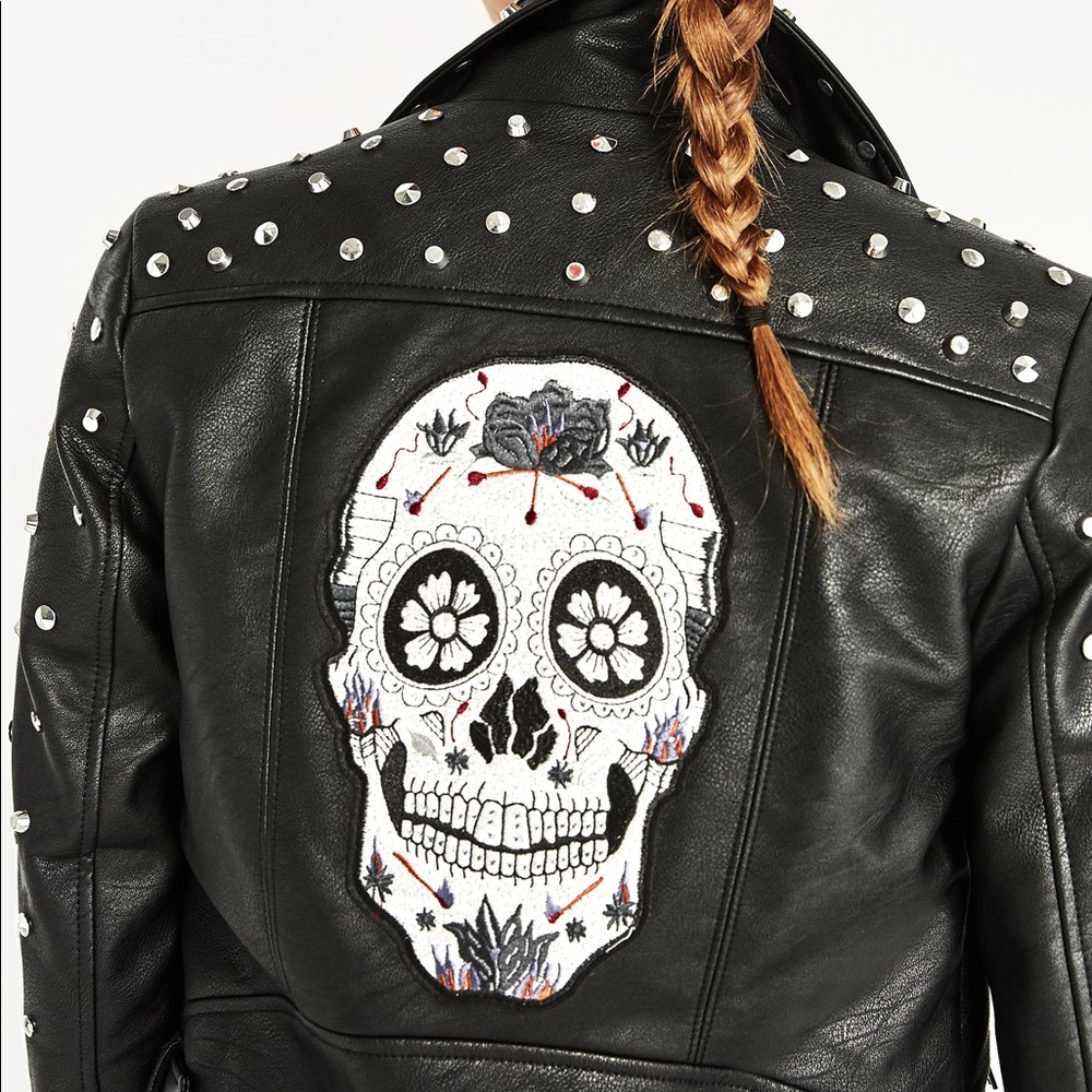 NWT Zara Faux Leather Studded Moto Biker Jacket - Picture 5 of 8